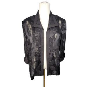 Pride & Joy Black Sheer Floral Blouse Jacket Plus Size 16WP Sheer Semi Evening